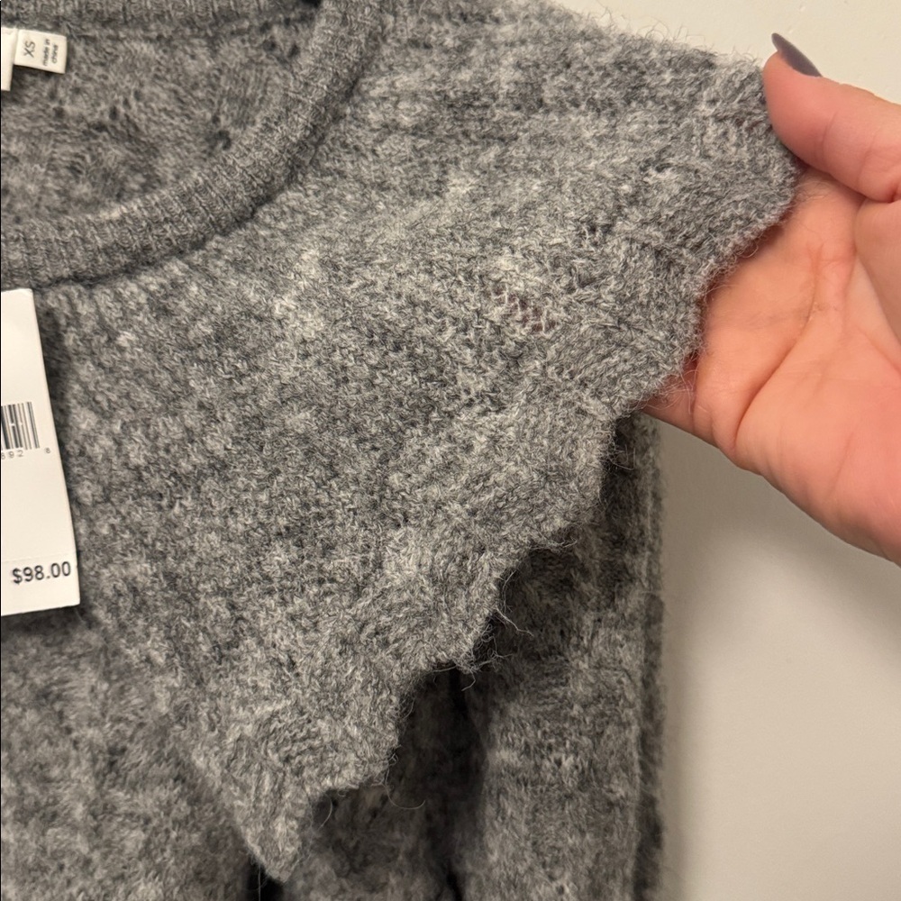 NWT Astr Safford Peter Pan Collar Sweater In Grey XS - Picture 4 of 9